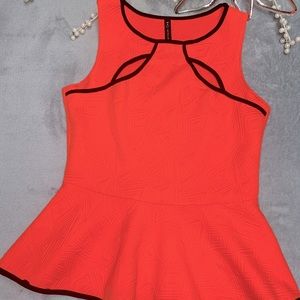 Coral Peplum Top